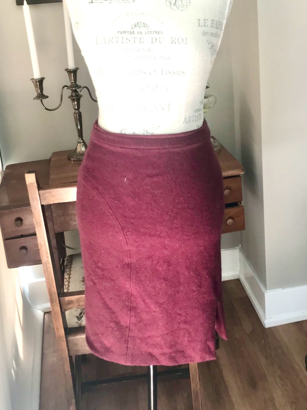 Vintage Jigsaw Y2K Plum Maroon Burgundy Purple Wool Pencil Skirt Sz 8